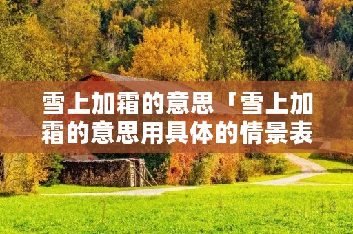 雪上加霜的意思「雪上加霜的意思用具体的情景表现出来」