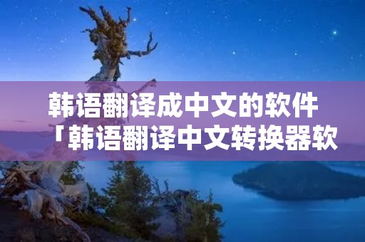 韩语翻译成中文的软件「韩语翻译中文转换器软件」