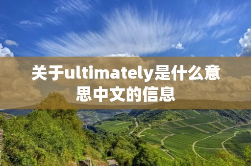 关于ultimately是什么意思中文的信息