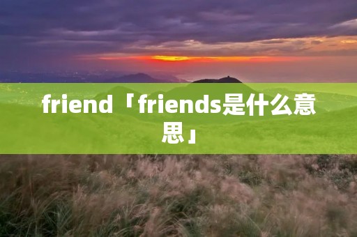 friend「friends是什么意思」