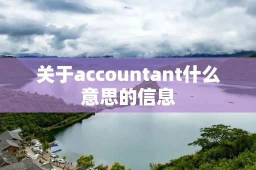 关于accountant什么意思的信息