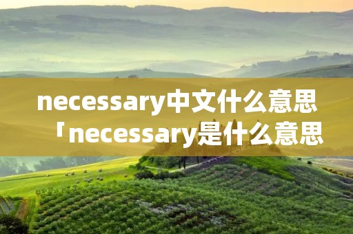 necessary中文什么意思「necessary是什么意思英文翻译」