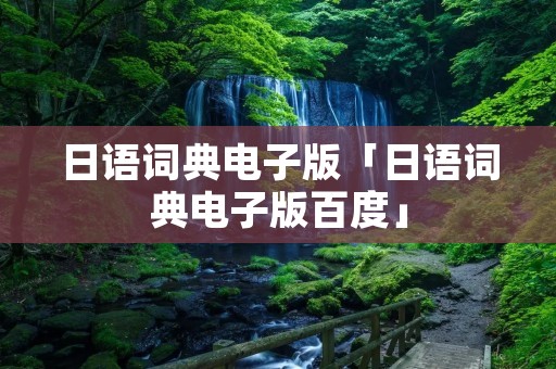日语词典电子版「日语词典电子版百度」