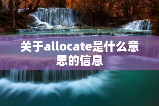 关于allocate是什么意思的信息 关于allocate是什么意思的信息