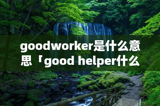 goodworker是什么意思「good helper什么意思」