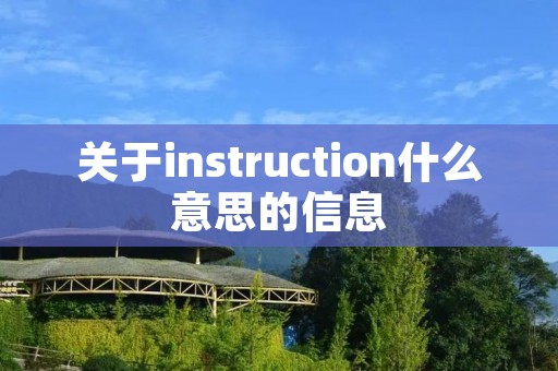 关于instruction什么意思的信息