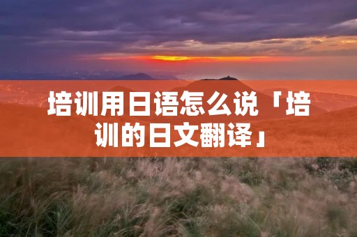 培训用日语怎么说「培训的日文翻译」 培训用日语怎么说「培训的日文翻译」