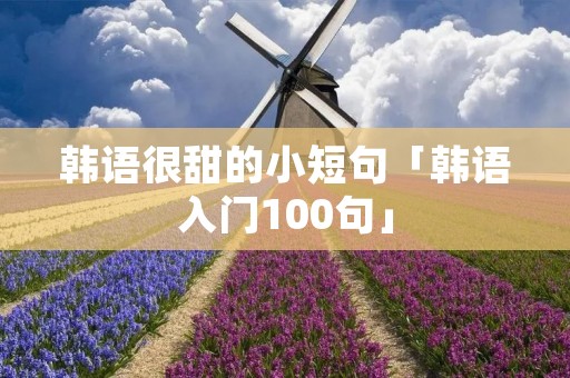 韩语很甜的小短句「韩语入门100句」