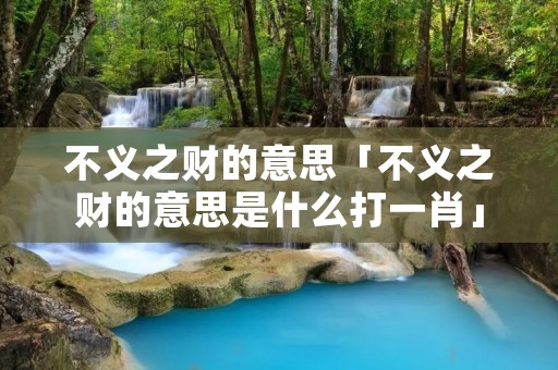 不义之财的意思「不义之财的意思是什么打一肖」