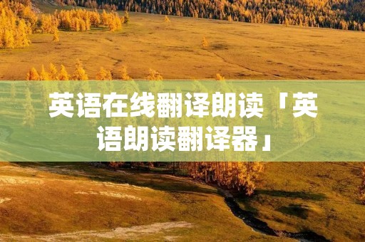 英语在线翻译朗读「英语朗读翻译器」