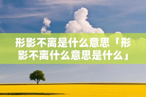 形影不离是什么意思「形影不离什么意思是什么」