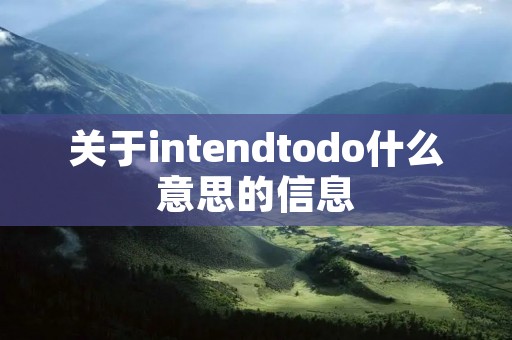 关于intendtodo什么意思的信息