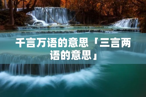 千言万语的意思「三言两语的意思」