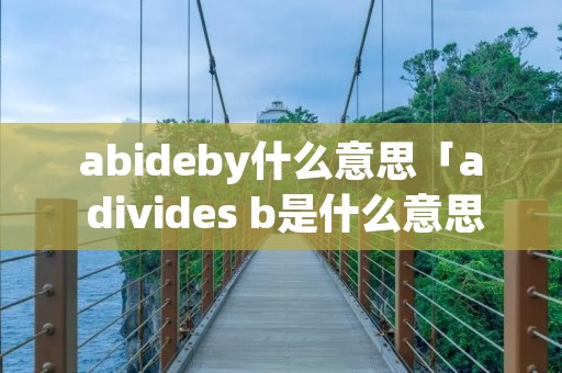 abideby什么意思「a divides b是什么意思」