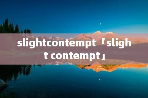 slightcontempt「slight contempt」