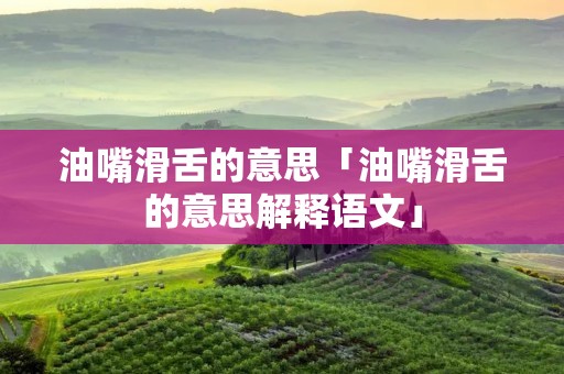 油嘴滑舌的意思「油嘴滑舌的意思解释语文」
