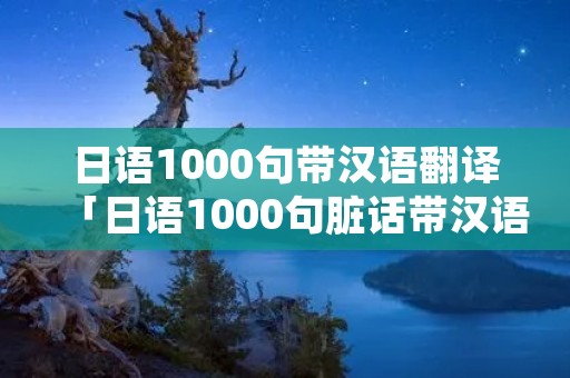 日语1000句带汉语翻译「日语1000句脏话带汉语翻译」
