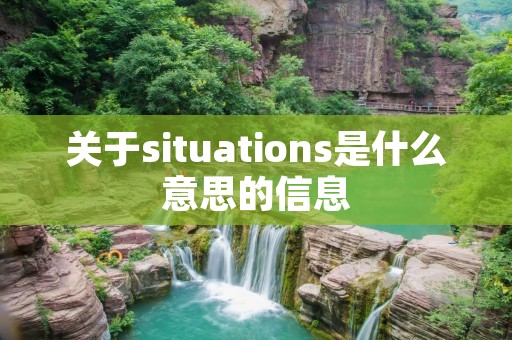关于situations是什么意思的信息