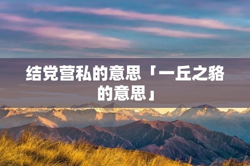 结党营私的意思「一丘之貉的意思」