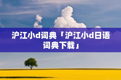 沪江小d词典「沪江小d日语词典下载」