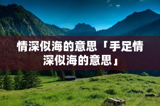 情深似海的意思「手足情深似海的意思」