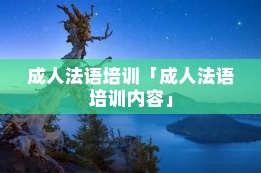 成人法语培训「成人法语培训内容」