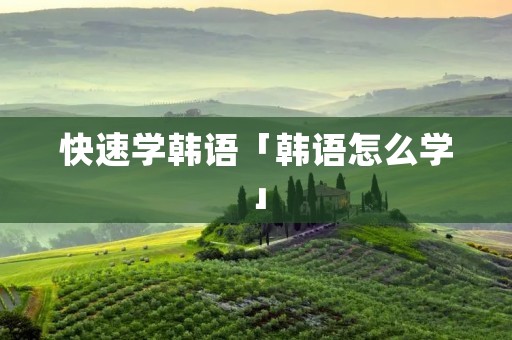 快速学韩语「韩语怎么学」