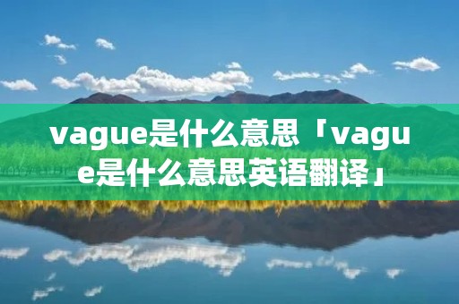 vague是什么意思「vague是什么意思英语翻译」