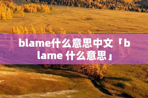 blame什么意思中文「blame 什么意思」