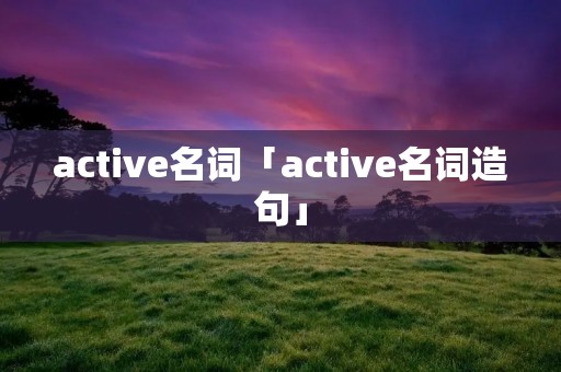 active名词「active名词造句」