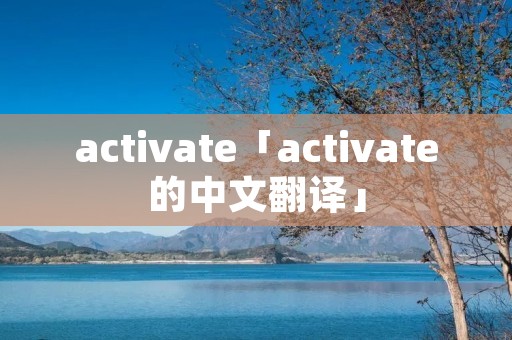 activate「activate的中文翻译」