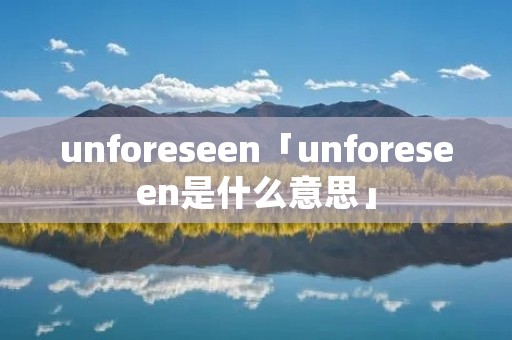 unforeseen「unforeseen是什么意思」