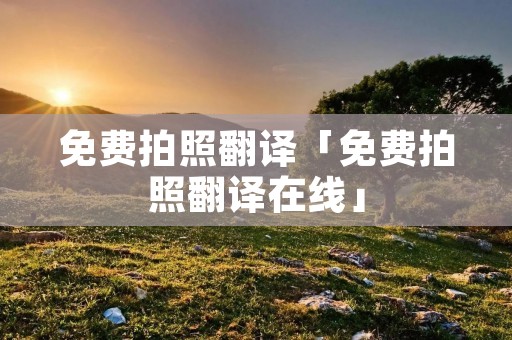 免费拍照翻译「免费拍照翻译在线」
