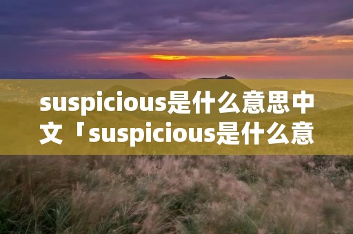 suspicious是什么意思中文「suspicious是什么意思中文翻译怎么读」