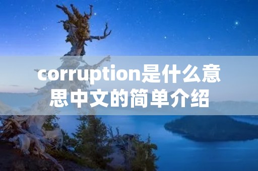 corruption是什么意思中文的简单介绍
