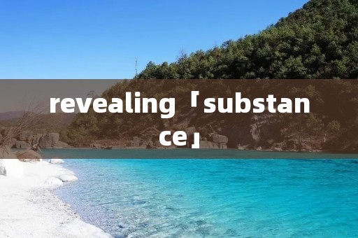 revealing「substance」 revealing「substance」