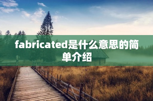 fabricated是什么意思的简单介绍 fabricated是什么意思的简单介绍