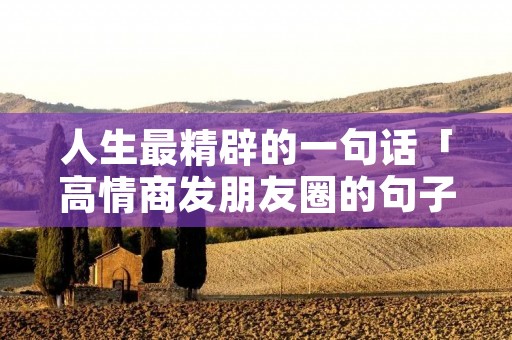 人生最精辟的一句话「高情商发朋友圈的句子」