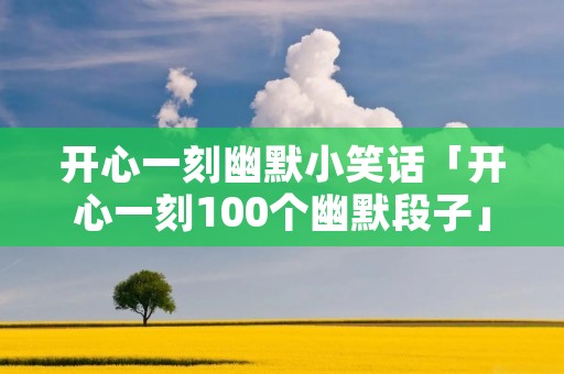 开心一刻幽默小笑话「开心一刻100个幽默段子」