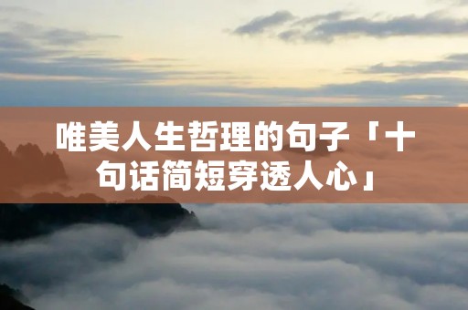 唯美人生哲理的句子「十句话简短穿透人心」