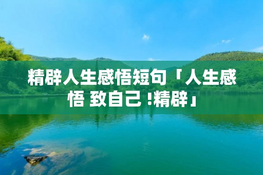 精辟人生感悟短句「人生感悟 致自己 !精辟」