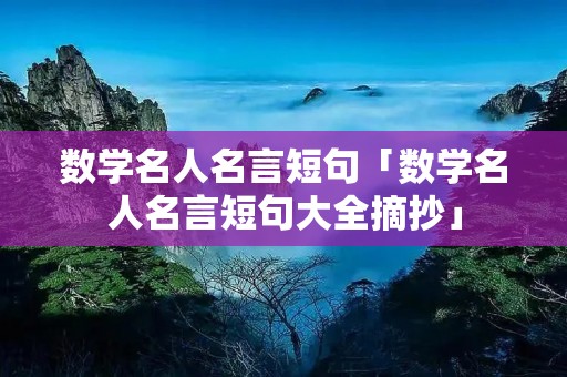 数学名人名言短句「数学名人名言短句大全摘抄」