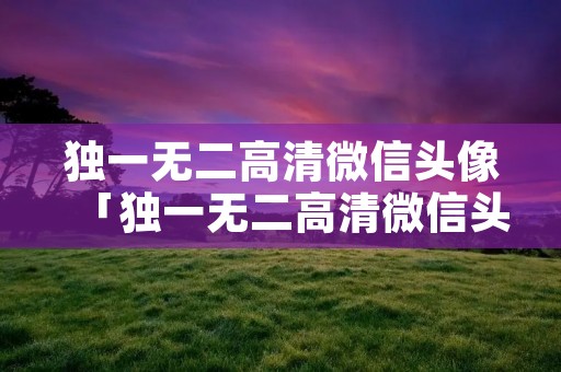 独一无二高清微信头像「独一无二高清微信头像 霸气」