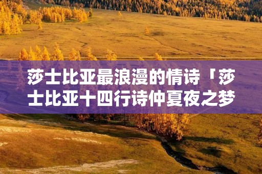 莎士比亚最浪漫的情诗「莎士比亚十四行诗仲夏夜之梦」