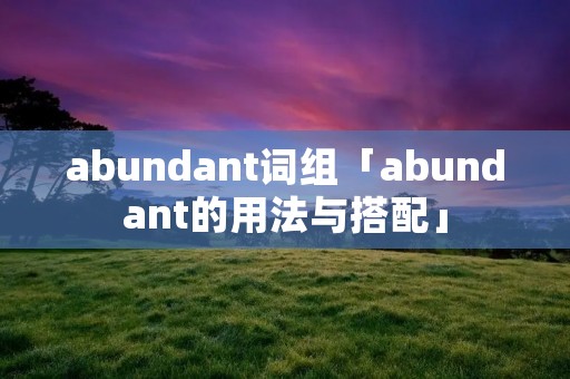 abundant词组「abundant的用法与搭配」 abundant词组「abundant的用法与搭配」