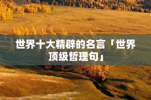 世界十大精辟的名言「世界顶级哲理句」
