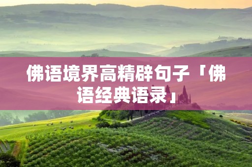 佛语境界高精辟句子「佛语经典语录」