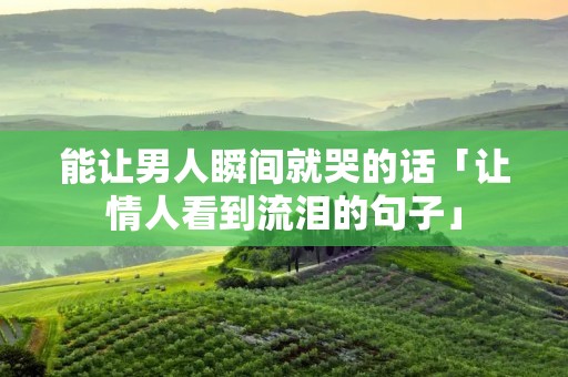 能让男人瞬间就哭的话「让情人看到流泪的句子」