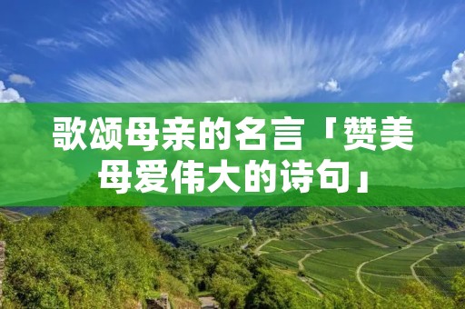 歌颂母亲的名言「赞美母爱伟大的诗句」