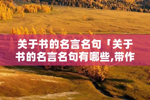 关于书的名言名句「关于书的名言名句有哪些,带作者」
